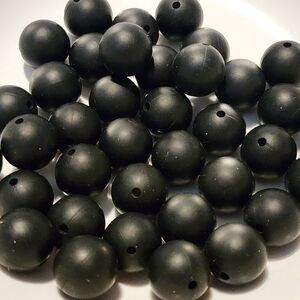 Silicone Beads Black 10 Pieces Acrylic Loose Beads Wristlet‎ Keychain Crafts